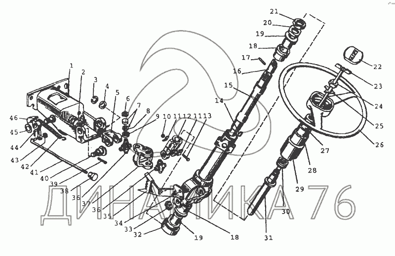 Схема - Колонка рулевая МТЗ 80/82/82Р/82П